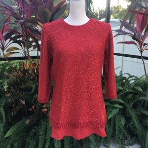 NWT Notations Red Sequined  Sweater Size PS